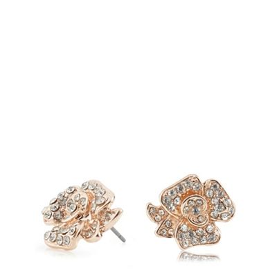 Light rose gold and crystal stud earrings